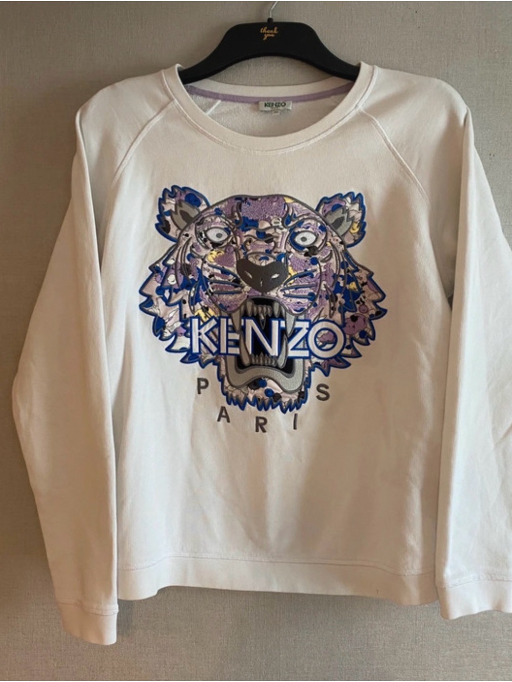 KENZO White Sweatshirt with Embroidered Tiger